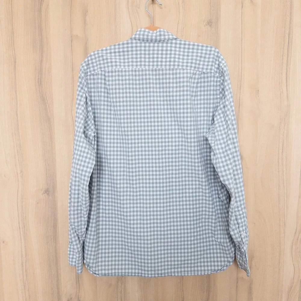 J.Crew Mens Button Down Shirt Size L Gray Plaid Classic Preppy Office Minimalist